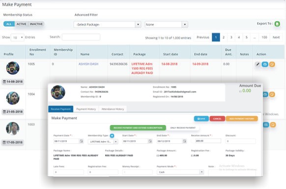 Fitness management software