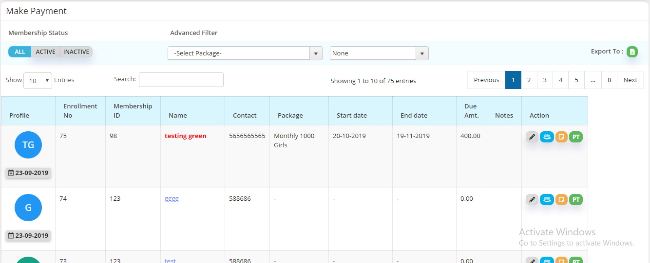 Fitness management software 